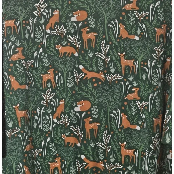 Winter Water Factory Helsinki Deer & Foxes Dress XXXL 3XL Green NWOT 3/4 Sleeve - Picture 5 of 6